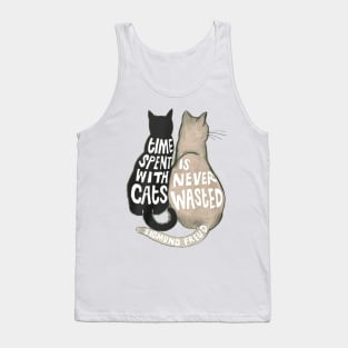 Time Spent With Cats Is Never Wasted Funny Tshirt For Lover Cat Tank Top